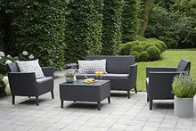 Keter Salemo Lounge Set, Set Mobili da Giardino in Rattan con Divano 2 Posti 2 Poltrone e Tavolino Porta Cuscini, Grafite - Arredi Casa