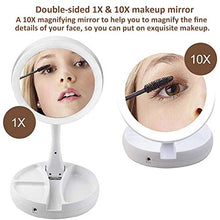 Asffdhley Specchio Trucco 10X Ingrandimento Illuminato Doppio Lato Specchio Trucco LED Bagno Viaggio Pieghevole Per