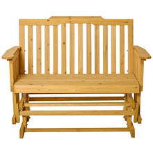 Outsunny Panchina a Dondolo da Giardino e Terrazza per 2 Persone con Braccioli, 124x76x95cm Legno Naturale
