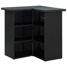 FAMIROSA Tavolo da Bar ad Angolo Nero 100x50x105 cm in Polyrattan