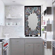 Pellicola di vetro statica senza colla, piuma decorazione per la casa Boho Circle cornice rotonda wi, casa bagno WC, 29,9 cm L x 119,9 cm L pollici