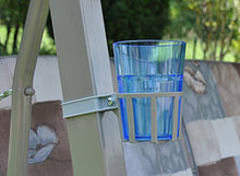 Angerer Porta Bevande per Dondolo con Tubo Quadrato Grigio, Bicchiere Blu