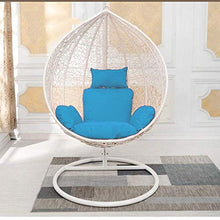 CHHD Sedia a Dondolo da Giardino in Rattan con Sedia a Dondolo in Vimini, Cuscino per Amaca per Interni o Esterni (Colore: Blu Cielo) (Sedia esclusa)