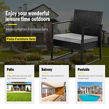 Femor Set da Giardino, Set Mobili da Giardino in Poly Rattan, Set Divani da Giardino Casual, con Tavolino e Cuscino Comodo, 2 Poltrona, Comodo Divano da Esterno
