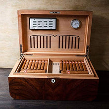 TYUIOO Desktop Cigar Humidor, Cedar & Leather Cigar Box di stoccaggio Bene Seal Design con Vassoio e divisore Regolabile, Vetro igrometro e umidificatore Rettangolo, Tiene 80-100 Sigari