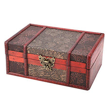 Oumefar Custodia in Legno Scatola in Legno Custodia per Gioielli Custodia per Decorazioni di Nozze(Lotus with Lock)