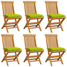vidaXL Sedie da Giardino Cuscini Verde Brillante 6 pz Massello di Teak