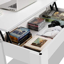 Yaheetech Tavolino da caffè sollevabile Tavolo Moderno Elevabile da Salotto Divano caffè con Ripiano Inferiore Bianco 98 x 50 x 41,8 cm Bianco