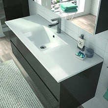 ALLIBERT Set di mobili da bagno premontati con funzione Softclose, colore grigio lucido, 120 cm