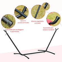 Outsunny Amaca da Giardino Autoportante con Struttura in Acciaio e Cotone Multicolor, Custodia Inclusa