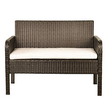 Set da patio esterno a 4 pezzi, set combinato di divano imbottito in schiuma per 4, in rattan conversazione di vimini set con sedie e tavolo, set di mobili per esterni per interni resistenti interamen