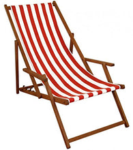Sedia a Sdraio a Righe Bianco-Rosse con braccioli, tavolino e Cuscino Scuro 10-314TKD