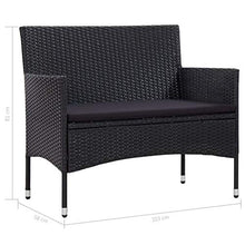 vidaXL - Panchina da giardino, 103 cm, in polyrattan, colore: Nero