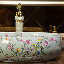 Jgophu - Lavabo da appoggio in ceramica a forma di piccolo fiore ovale e uccello