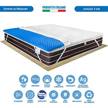 Topper memory foam 160x190 correttore materasso letto matrimoniale alto 5 cm sfoderabile con cinghie elastiche e fodera Silver Fresh, materassino letto futon anatomico antiacaro