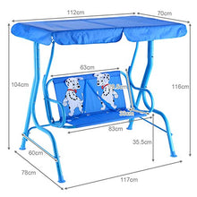COSTWAY Altalena per Bambini, Altalena Dondolo per Giardino con Tetto Apribile e 2 Posti, Blu