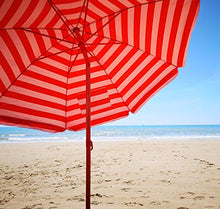 Joy Summer Ombrellone Spiaggia 200 cm in Polycotton Palo in Ferro Laccato Rosso Punta a Vite Mare Lido Vulcano - Rosso