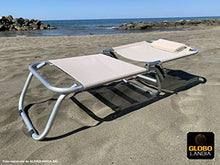 GLOBOLANDIA Spiaggina a 3 Posizioni in Alluminio e Textilene Ecru 685974 con Cuscino, 3 Cinghie Elastiche