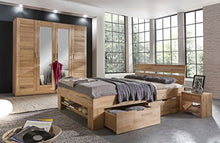 moebelstore24 Armadio a 4 ante con specchio, in legno di faggio massiccio oliato