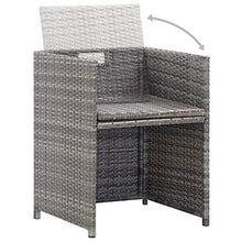 SKM Set da Pranzo da Giardino 11 pz con Cuscini Polyrattan Grigio (101.5kg)