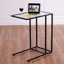 DREAMADE Tavolino Laterale Tavolino da caffè per Divano Salotto in Vetro ed Acciaio, in Stile Moderno, 55,5 x 35 x 65 cm