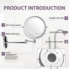 Himimi - Specchio cosmetico a LED con ingrandimento 1x/5x, dimmerabile con pulsante touch, luce regolabile, orientabile a 360° e verticale