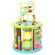 Greatangle Bambini Neonati Multi-Funzione a Sei Lati Grande Perlina Rotonda Scatola del Tesoro Puzzle con Perline Giocattoli per Bambini di 1-2-3 Anni Multicolore