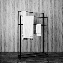 Y-only Porta Asciugamani a piantana Nero, Porta Asciugamano da Terra con 3 Braccia, Porta Asciugamano da Terra, Resistente, Robusto e Resistente alla ruggine black-65x20x110cm