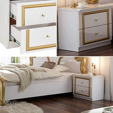 Pol-Power Claudia-Comodino in Stile Barocco con 2 cassetti, Bianco/Oro, 51,5 x 48 x 39 cm
