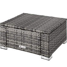 TecTake 800768 Pouf in Polyrattan, Confortevole Cuscino, Resistente alle Intemperie - Disponibile in Diversi Colori - (Grigio | No. 403582)