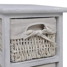 Cikonielf Comóda - Cassettiera in legno, comodino con 4 cestini, Coloree: bianco, 74 x 25 x 28 cm