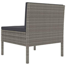 Festnight Sedie da Giardino 3 pz con Cuscini in Polyrattan, Set Divano Esterno, Set di mobili da Giardino in Rattan Grigio,Include:3 Divani centrali,3 Cuscini per la Seduta,3 Cuscini per Lo Schienale