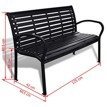 E E-NICES Panchina da Giardino 125 cm in Acciaio e WPC Nera