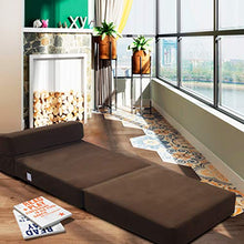 COSTWAY Divano Letto Pieghevole, Divano Poltrona Moderna e Convertibile, in Schiuma ad Alta Densità, 77 x 72 x 64 cm (caffè)