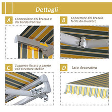 Outsunny Tenda da Sole per Esterno a Bracci 3.5x2.5m, Regolazione con Manovella, Metallo e Poliestere Grigio e Giallo