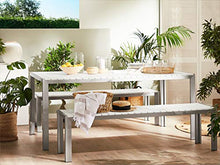 Beliani Arredamento da Giardino Set di Tavolo e Panchine in Legno e Alluminio da Esterno Bianco Nardo