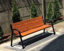 Krakwood - Panca moderna con schienale in legno da giardino