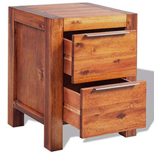 Comodino in legno massello di acacia comodino marrone con 2 cassetti, 45 x 42 x 58 cm