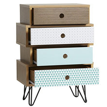 VS Venta-stock Comodino Buda con 4 cassetti, Colore Quercia, Gambe Metalliche in Nero
