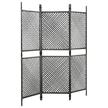 FAMIROSA Paravento a 3 Pannelli in Polyrattan Antracite 180x200 cm