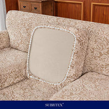 subrtex Copridivano 2 Posti con 2 Copricuscini, Copridivano Damascato Elasticizzato Due Posti Modello Floreale Decorativo (2 Posti, Marrone Beige)