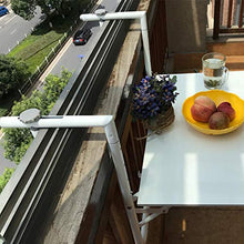 LWZ Tavolo da ringhiera da Balcone Pieghevole Pieghevole, 5 Regolabili in Altezza, Bianco