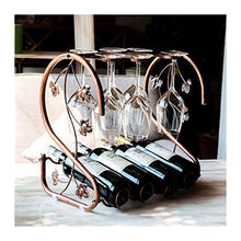 Kiter, scaffale per vino, scaffale per vino, bicchiere da appendere, in ferro bronzo, multifunzione, con ripiano per bottiglia di vino e bicchiere