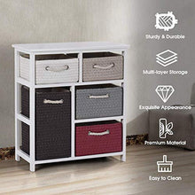 Cassettiera ， Cassettiera in Legno A 3 Ripiani Armadio Rack 5 Cestini Intrecciati in Vimini Organizer in Addit