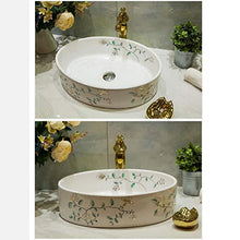 Jgophu Lavandino da bagno in ceramica con orchidea dorata dipinta a mano