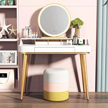 Wuxingqing Tavolo da toeletta Metallo e Legno Vanity Table Set for Camera 2-Tier toletta con cassetti, Specchio e ha attenuato Sgabello 5 Colori per Regalo Donna Ragazza Bambini