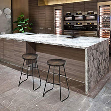 benzoni Set 2 Sgabelli da Bar Alti in Acciaio e Legno 49,5x44x71 cm Marrone Scuro