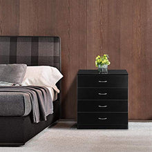 Cassettiera per camera da letto, in legno MDF semplice con 4 cassetti (nero)