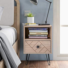 FGASAD - Set di 2 comodini a 2 ripiani, comodino in legno con cassetto e ripiano aperto, tavolo moderno con struttura in acciaio, tavolino da salotto per camera da letto