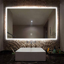 Specchio Rettangolare retroilluminato a Parete Illuminato, Specchio da Bagno Illuminato a LED, Luce Bicolore + antideflagrante + antiappannamento